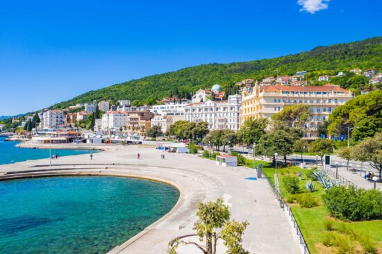 Slatina beach, a public  concrete bath located in the heart of Opatija.